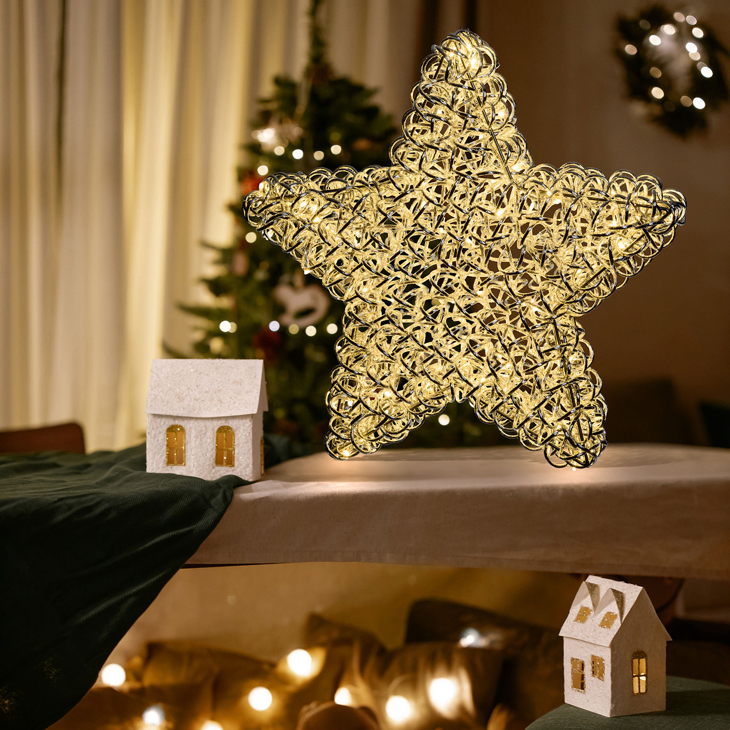 Étoile lumineuse argentée Ø 60 cm, 100 LED blanc chaud 8 Étoile lumineuse argentée Ø 60 cm, 100 LED blanc chaud 8