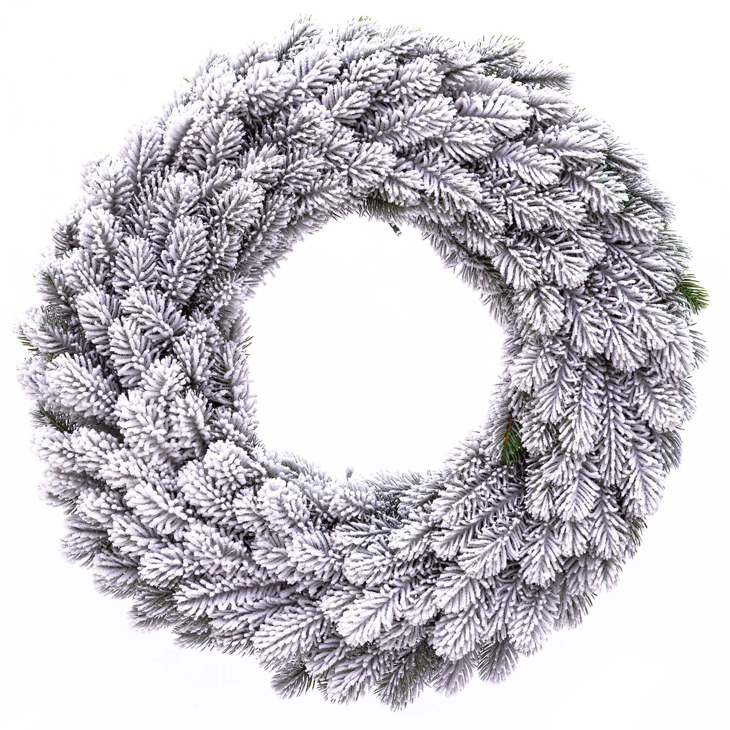 Corona Alpino in finto pino a batteria, floccato bianco, Ø 60 cm, 80 led integrati bianco caldo 2