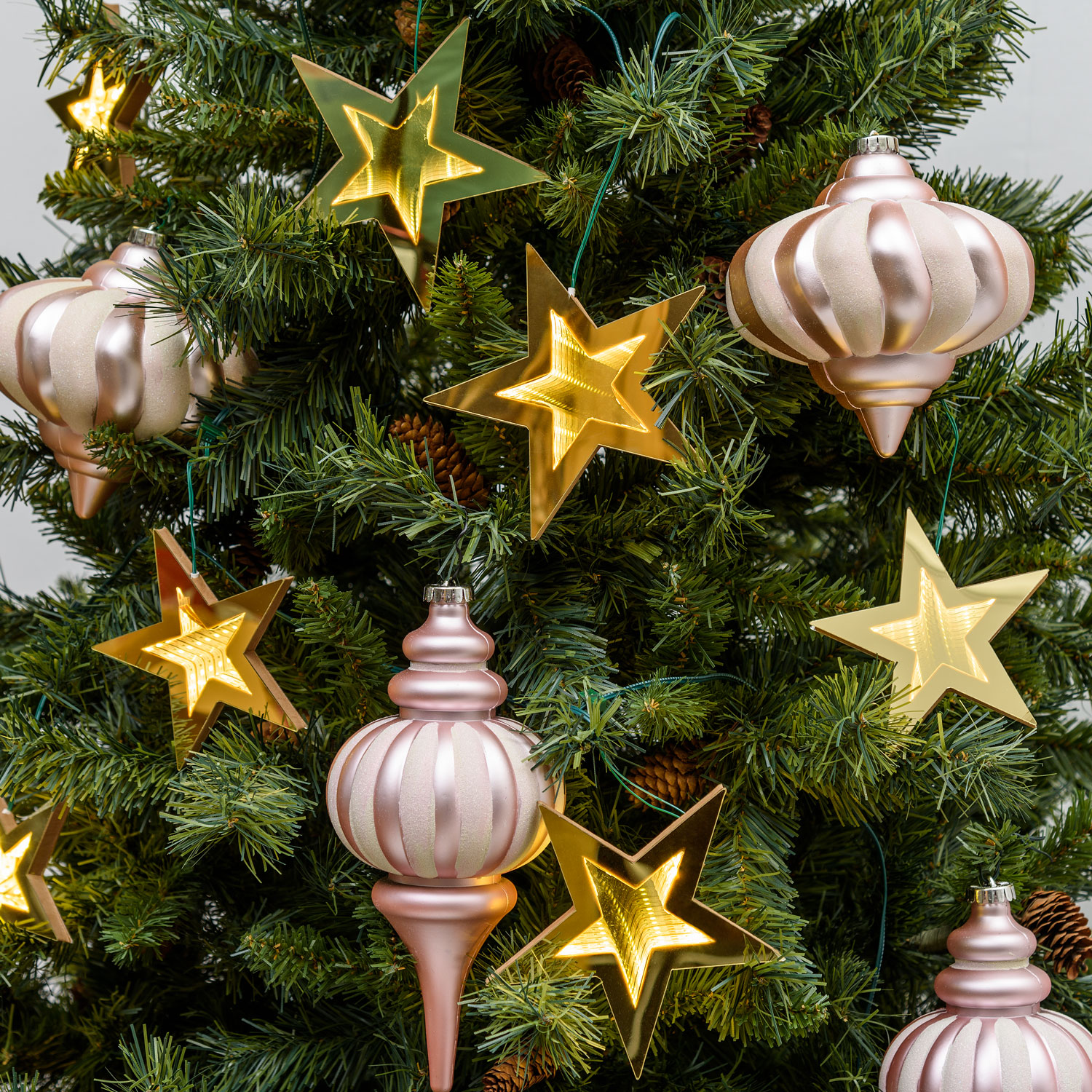 Catena decorata 11 stelle luminose, led bianco extra caldo   1 Catena decorata 11 stelle luminose, led bianco extra caldo   1