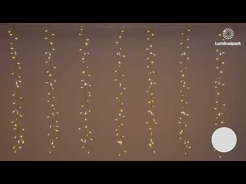 Cortina de Luces StarFall 3 x h 0,8 m, 768 led blanco cálido y blanco frío, cable transparente 2