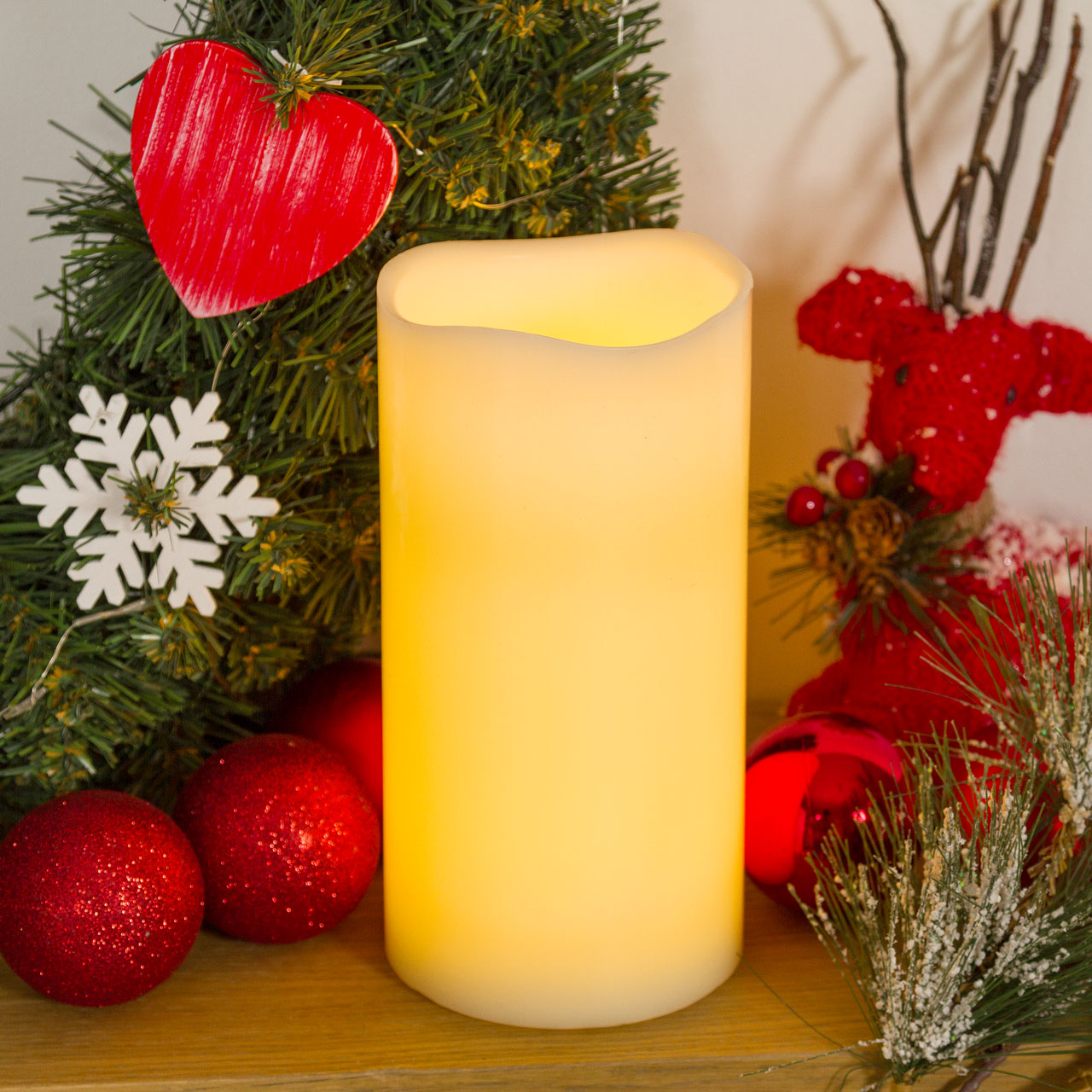 Bougie ivoire h 20 cm, led blanc chaud 6 Bougie ivoire h 20 cm, led blanc chaud 6