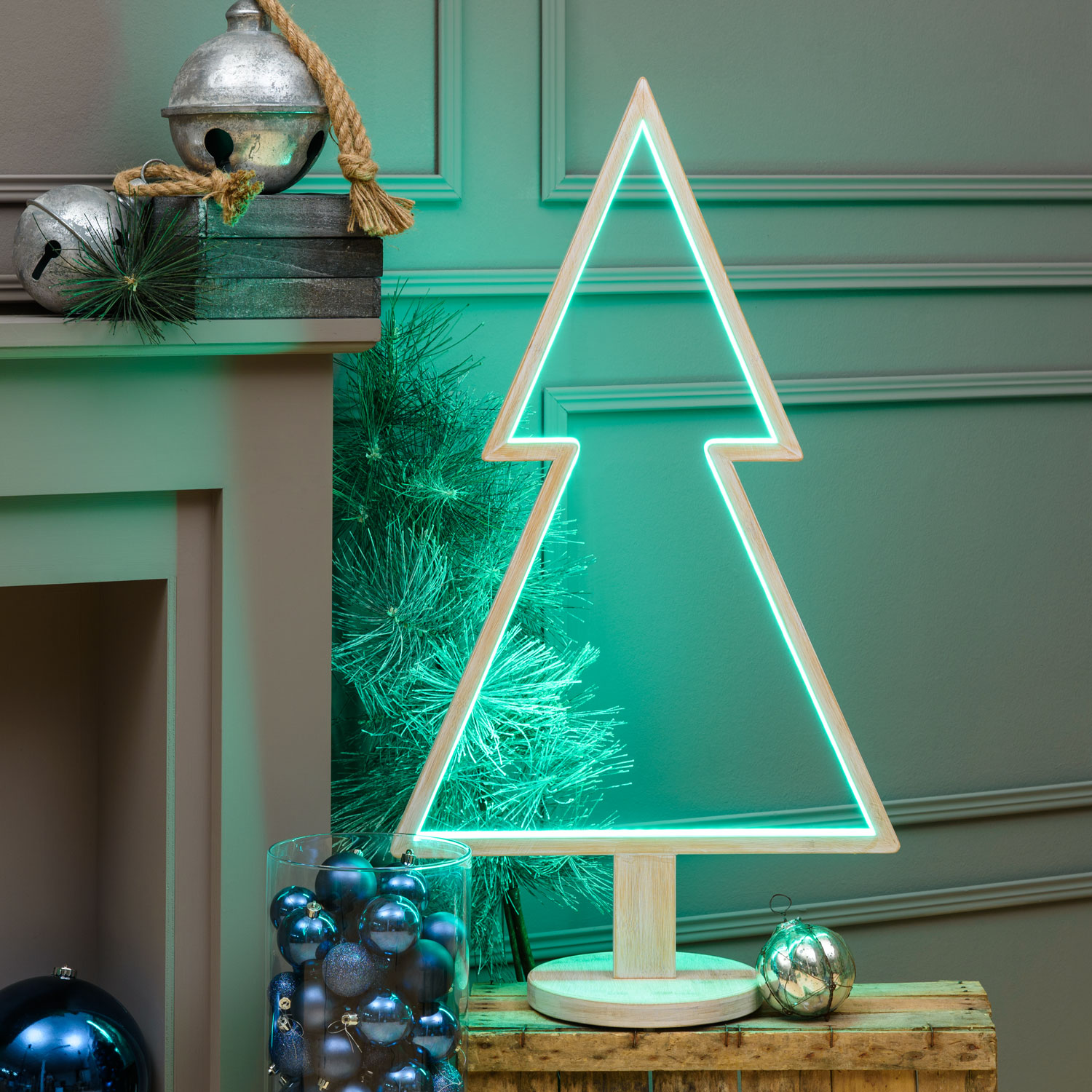 Sapin de Noël avec base en bois blanchi, 90 cm, led RGB et Blanc Chaud 9 Sapin de Noël avec base en bois blanchi, 90 cm, led RGB et Blanc Chaud 9