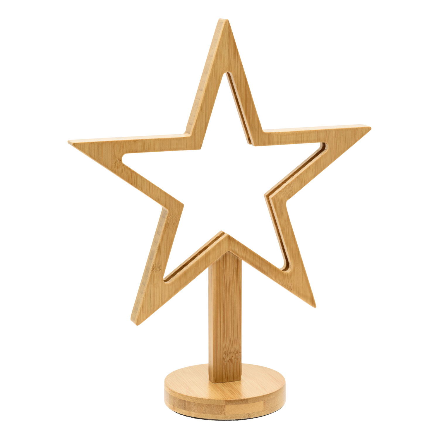 Étoile en bois naturel à pile, h. 37 cm, led blanc chaud 2 Étoile en bois naturel à pile, h. 37 cm, led blanc chaud 2