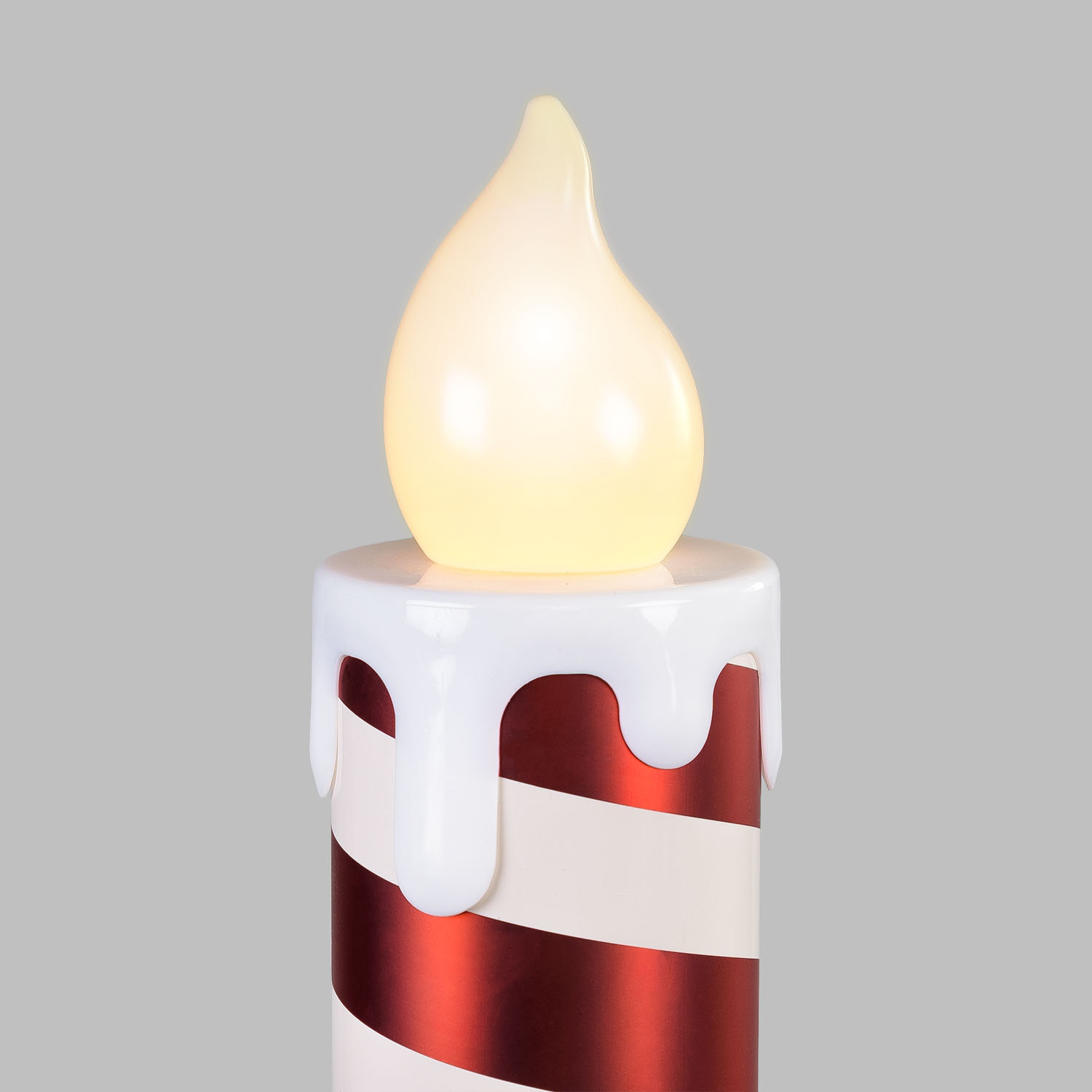 Riesige weiße und rote Kerze mit Batteriebetrieb, H 58 cm, Flammeneffekt, warmweiße LED