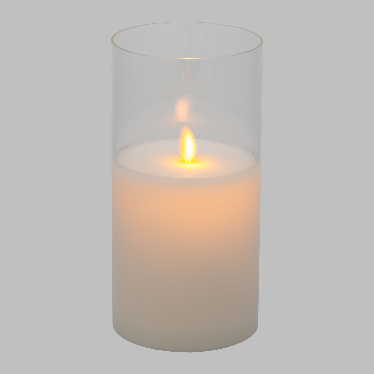 Bougie led en cire blanche et verre transparent, h 20 cm 3 Bougie led en cire blanche et verre transparent, h 20 cm 3