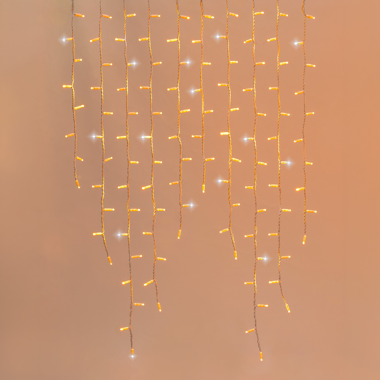 Stalactite 3 x h 1,5 m, 342 maxiled blanc chaud et blanc froid, câble blanc, prolongeable, IP67 7