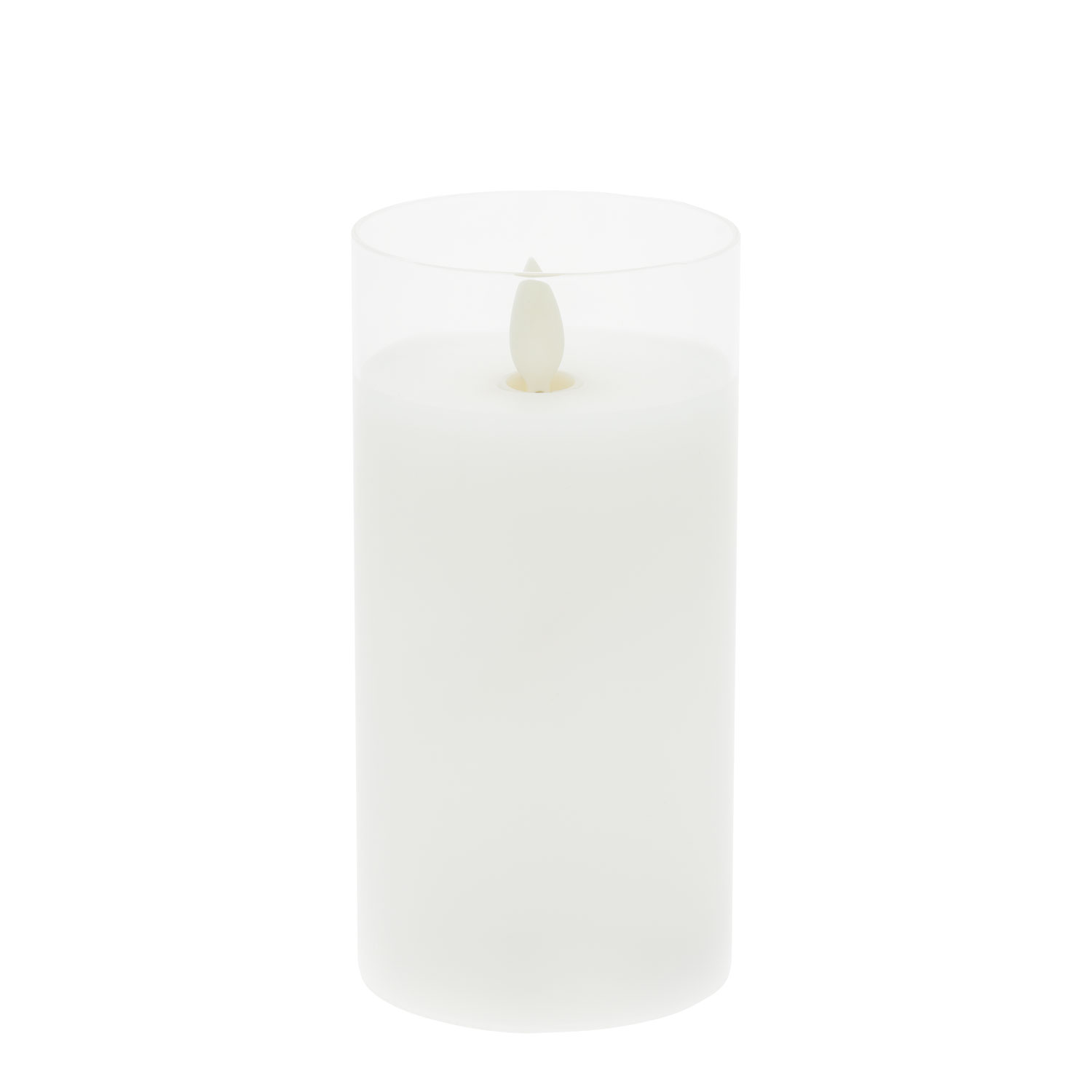 Weiße LED-Wachskerze im Glas, h 15 cm, Ø 7,5 cm, warmweiß 4 Weiße LED-Wachskerze im Glas, h 15 cm, Ø 7,5 cm, warmweiß 4