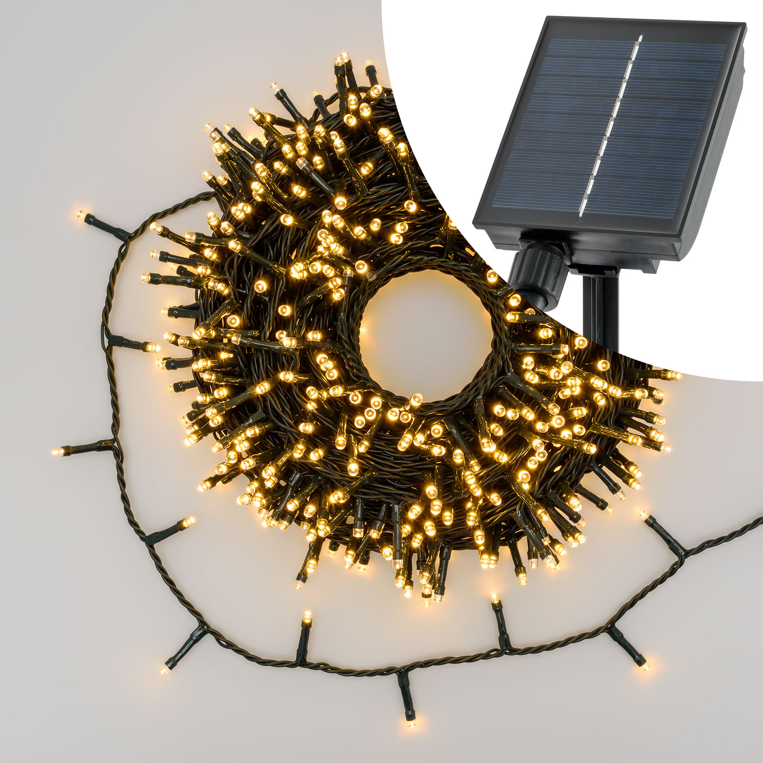 Solar Lichterkette mit USB-POWERBANK 20 m, 400 LEDs warmweiß Solar Lichterkette mit USB-POWERBANK 20 m, 400 LEDs warmweiß