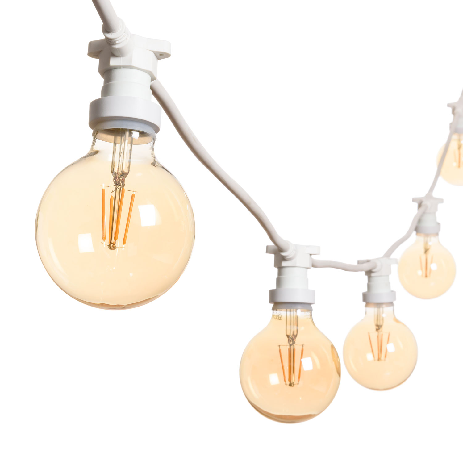 Guirnalda 5m con 5 bombillas led de 8W globo Ø 95mm, regulables Guirnalda 5m con 5 bombillas led de 8W globo Ø 95mm, regulables