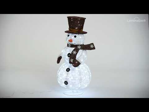 Bonhomme de neige repliable h 90 cm, led blanc froid 2 Bonhomme de neige repliable h 90 cm, led blanc froid 2