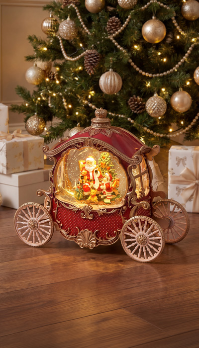 Carrozza natalizia con glitter