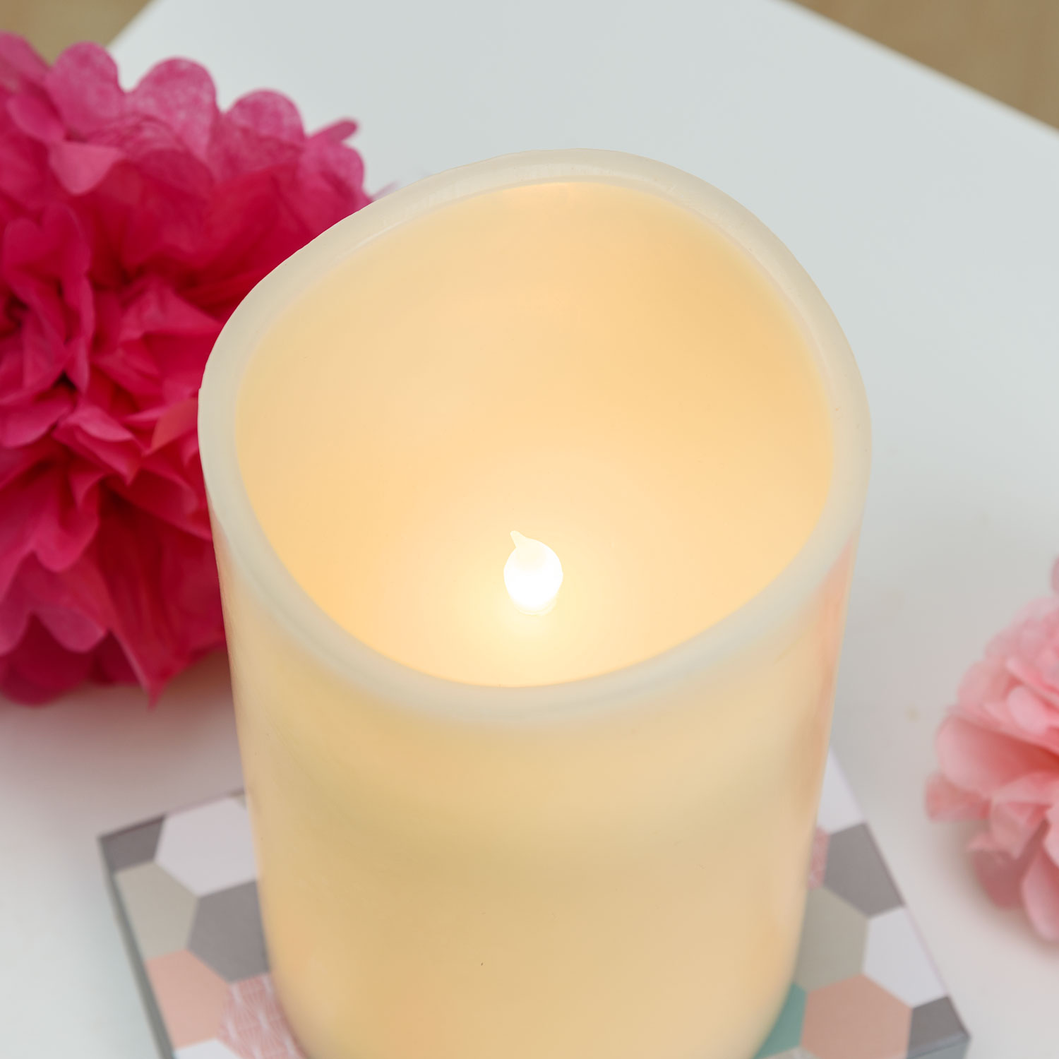 Rustic Pillar Candle, ivory wax, h 25 cm, warm white LED 3 Rustic Pillar Candle, ivory wax, h 25 cm, warm white LED 3