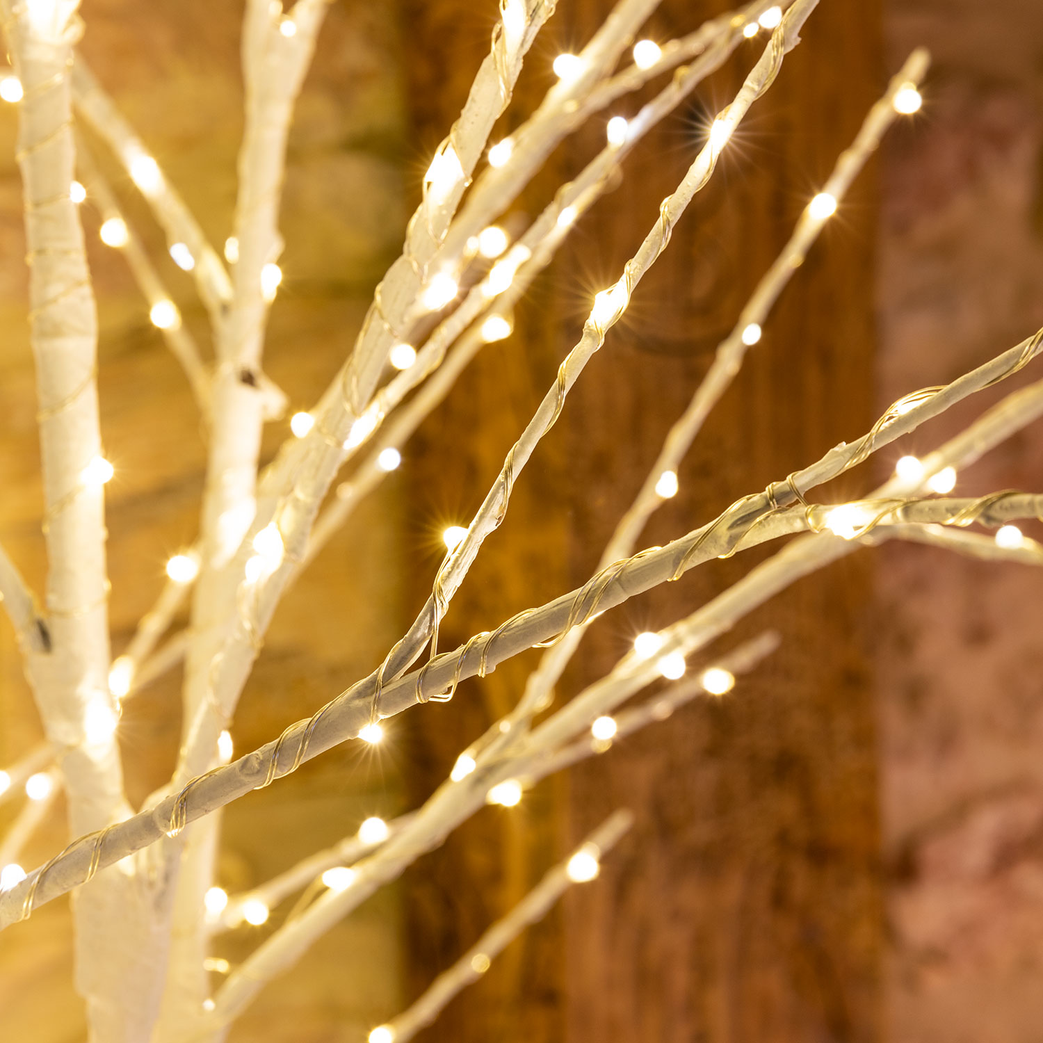 Albero bianco con tronco e base rotonda, microled bianco caldo 5 Albero bianco con tronco e base rotonda, microled bianco caldo 5