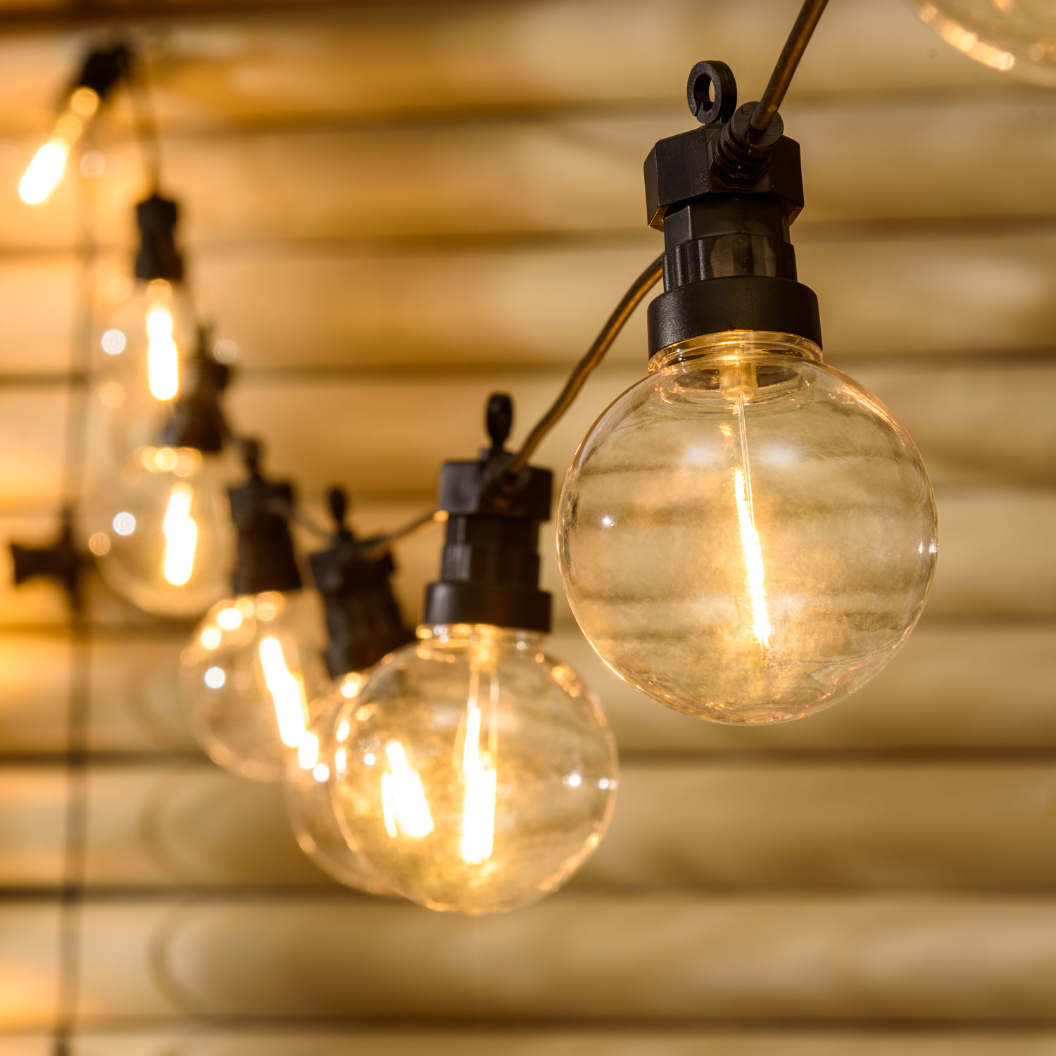 Guirlande de 20 ampoules transparentes globe Ø 80 mm, filament led blanc chaud 1 Guirlande de 20 ampoules transparentes globe Ø 80 mm, filament led blanc chaud 1