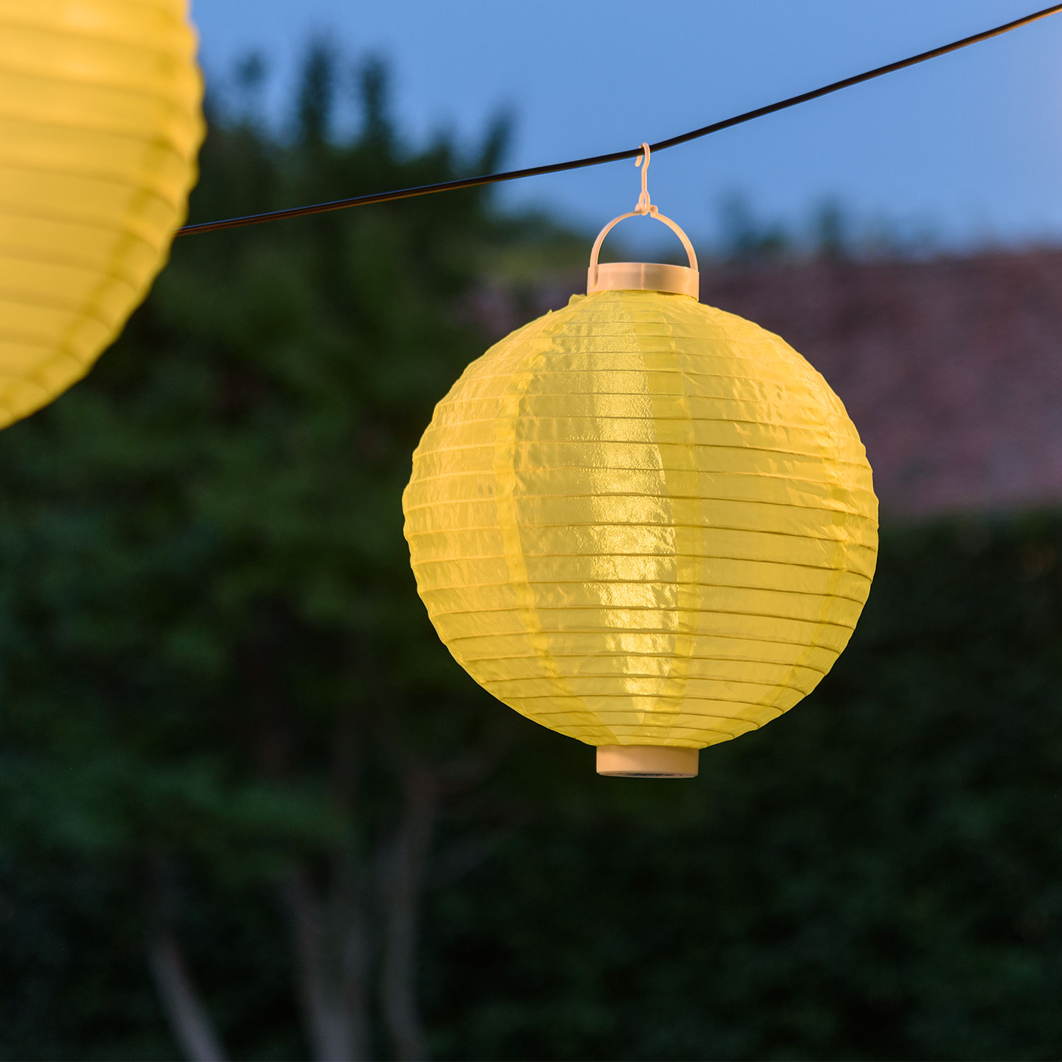 Lanterna luminosa in tessuto giallo Ø 30 cm, led bianco caldo 1 Lanterna luminosa in tessuto giallo Ø 30 cm, led bianco caldo 1