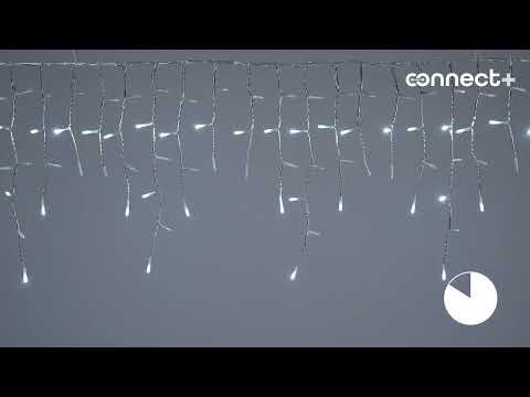 Stalattite Connect+ 2 x h 0,36 m, 160 led bianco freddo, cavo trasparente, prolungabile 2