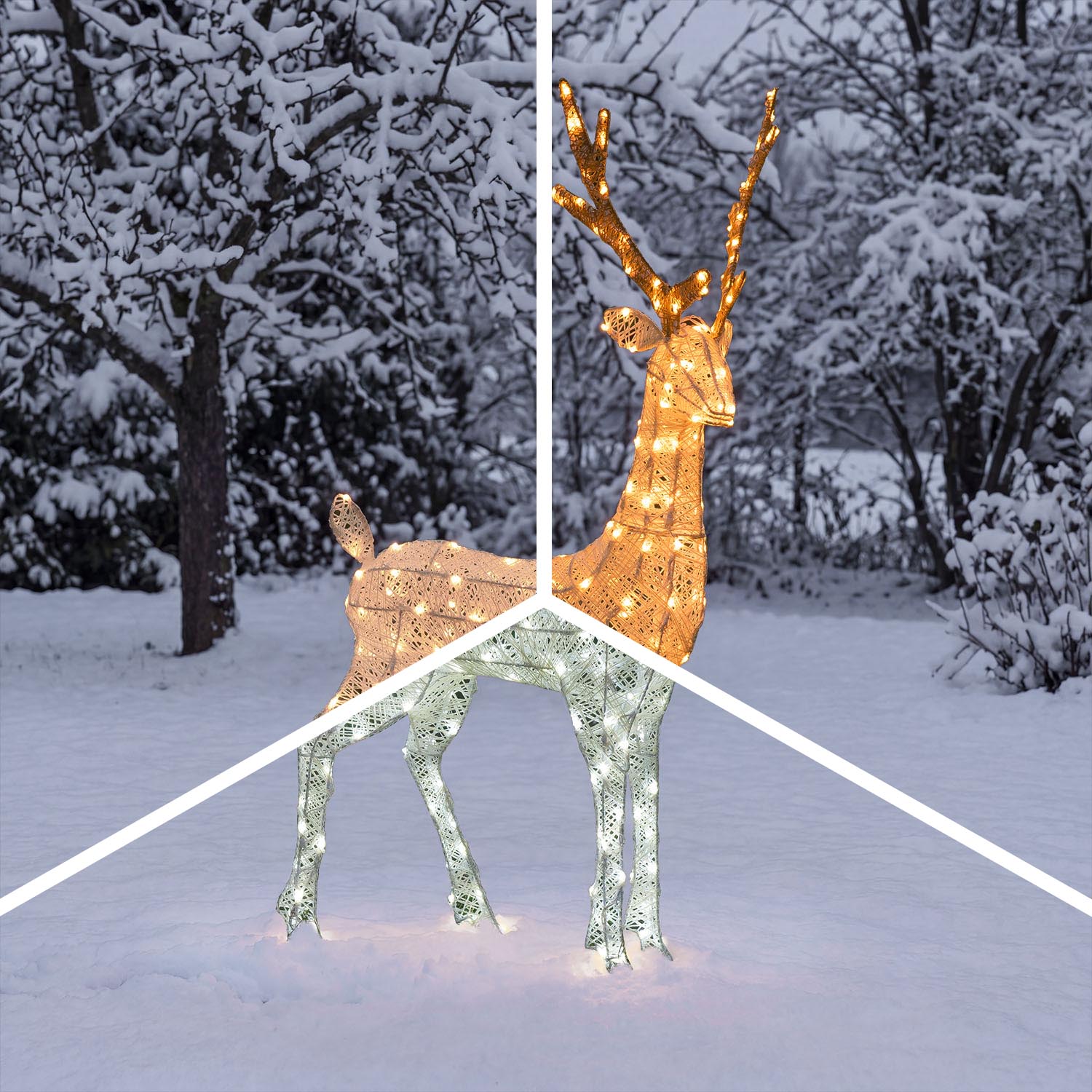 Renna 3D Light Cream & Brown, h 105 cm, 200 Dual LED bianco extra caldo e bianco freddo