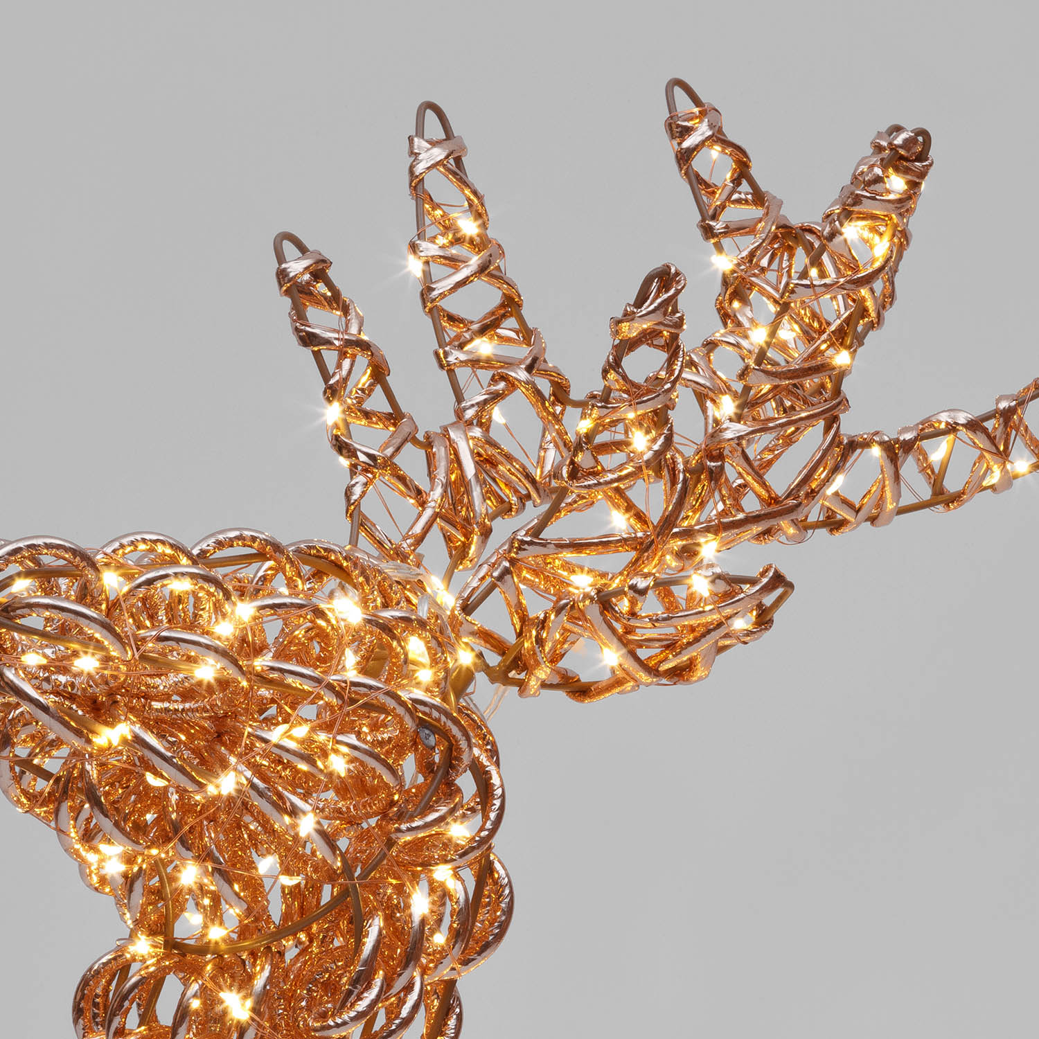 Renna in metallo 3D Rose Gold, filo a spirale, h 96 cm, 600 microled bianco caldo 4