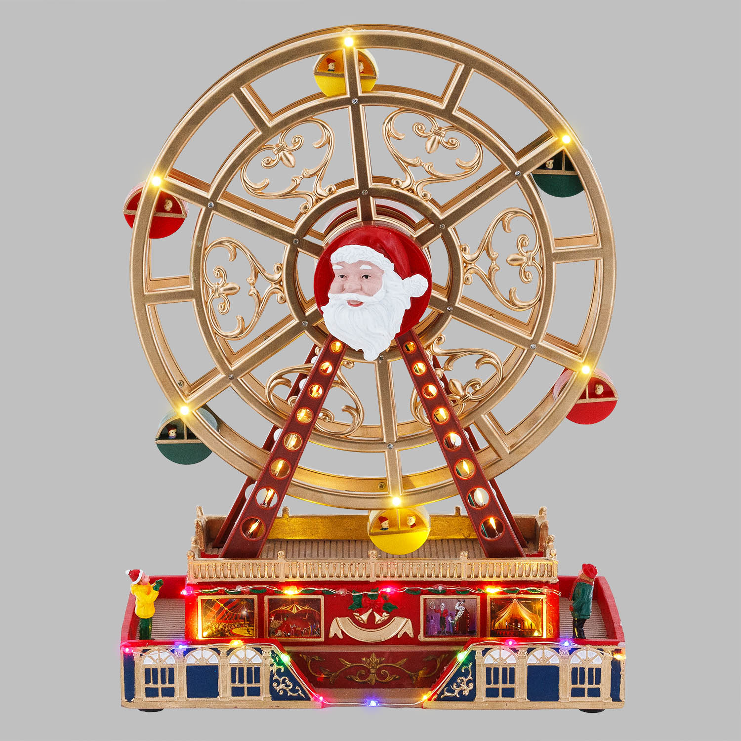 Villaggio di Natale, Ruota Panoramica Babbo Natale, h 36 cm, musiche natalizie 8
