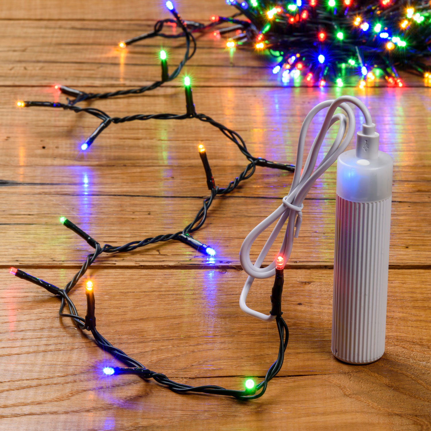 Catena a batteria con power bank 10 m, 200 miniled multicolor, cavo verde 7 Catena a batteria con power bank 10 m, 200 miniled multicolor, cavo verde 7