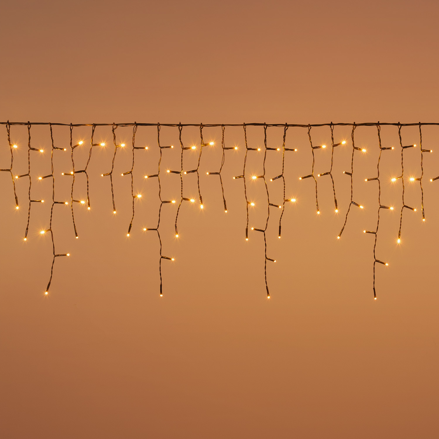 2 x h 0.36m Warm White Connect+ Icicle Lights, 160 LEDs, green cable, connectable