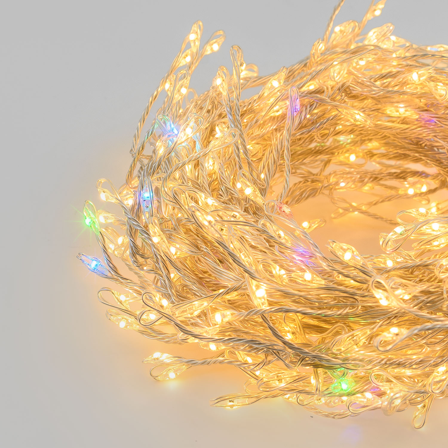 Catena Festone 10 m, 800 microled bianco caldo e RGB, cavo metal argento 5