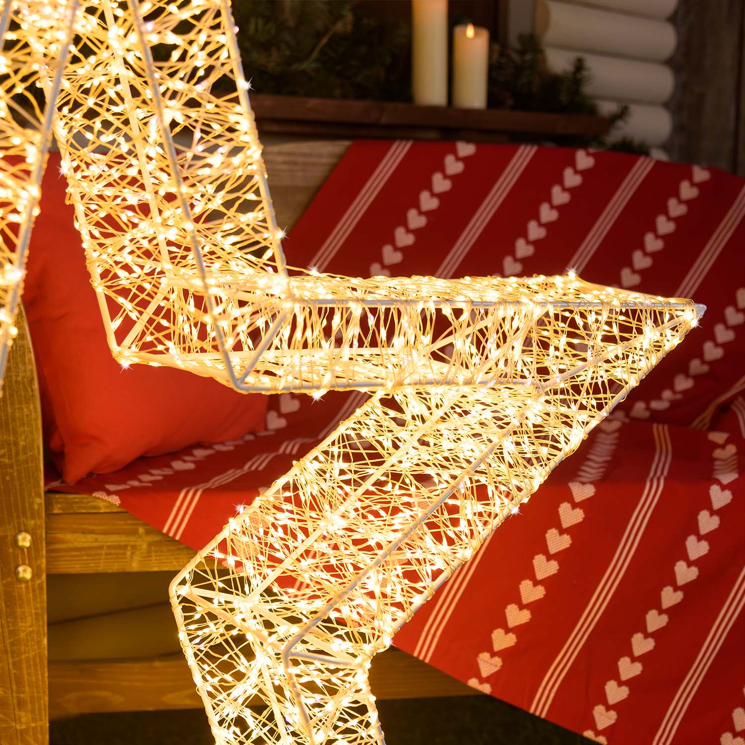 Stern Weiß 3D Ø 110 cm, 7000 Micro LED mit hoher Dichte Warmweiß und Kaltweiß 3 Stern Weiß 3D Ø 110 cm, 7000 Micro LED mit hoher Dichte Warmweiß und Kaltweiß 3