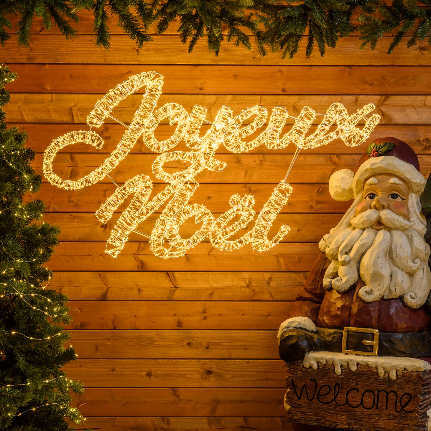 Scritta Joyeux Noel 3D, 115 x h. 65 cm, 3500 microled bianco caldo e freddo, uso esterno Scritta Joyeux Noel 3D, 115 x h. 65 cm, 3500 microled bianco caldo e freddo, uso esterno