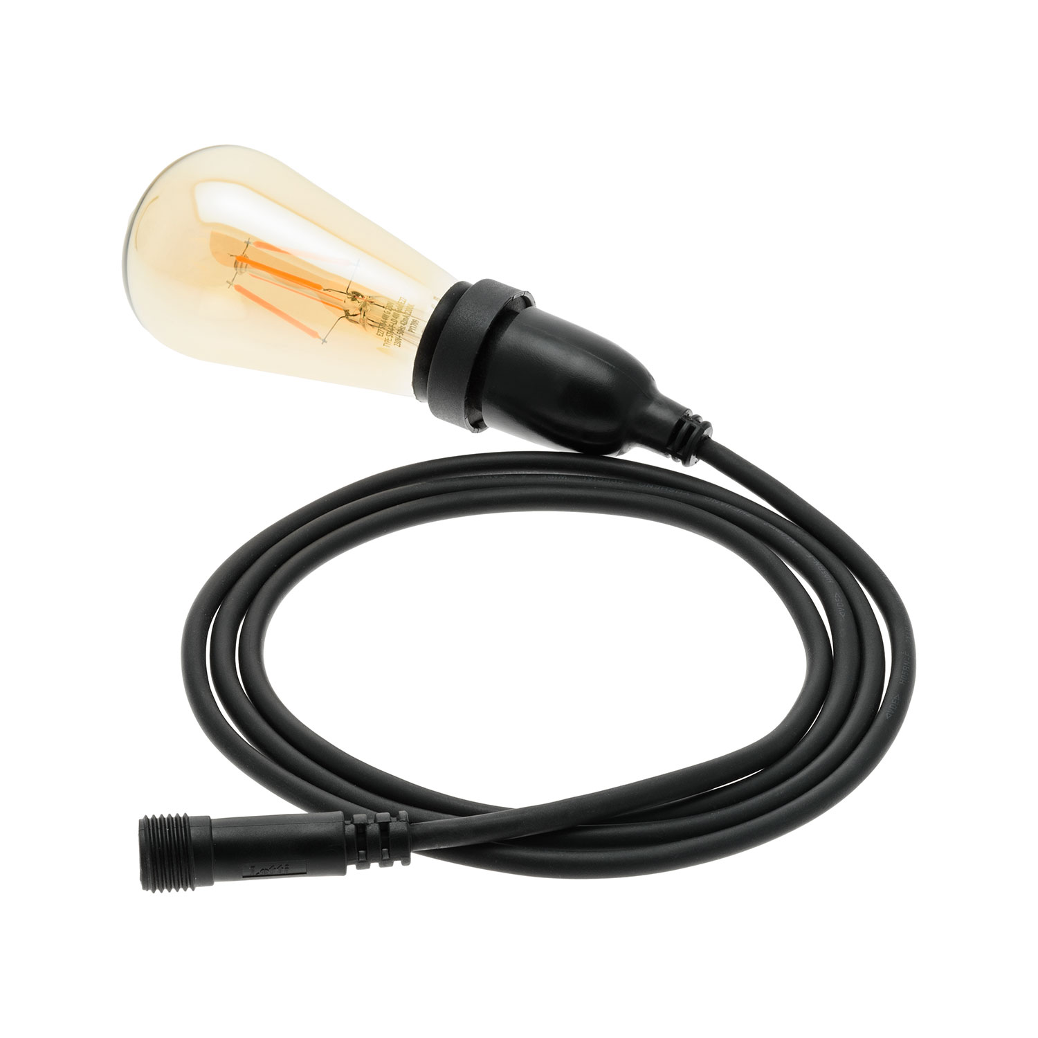 Lampadina da 4 Watt Edison Ø 64 mm a sospensione, 3 metri di cavo nero Lampadina da 4 Watt Edison Ø 64 mm a sospensione, 3 metri di cavo nero