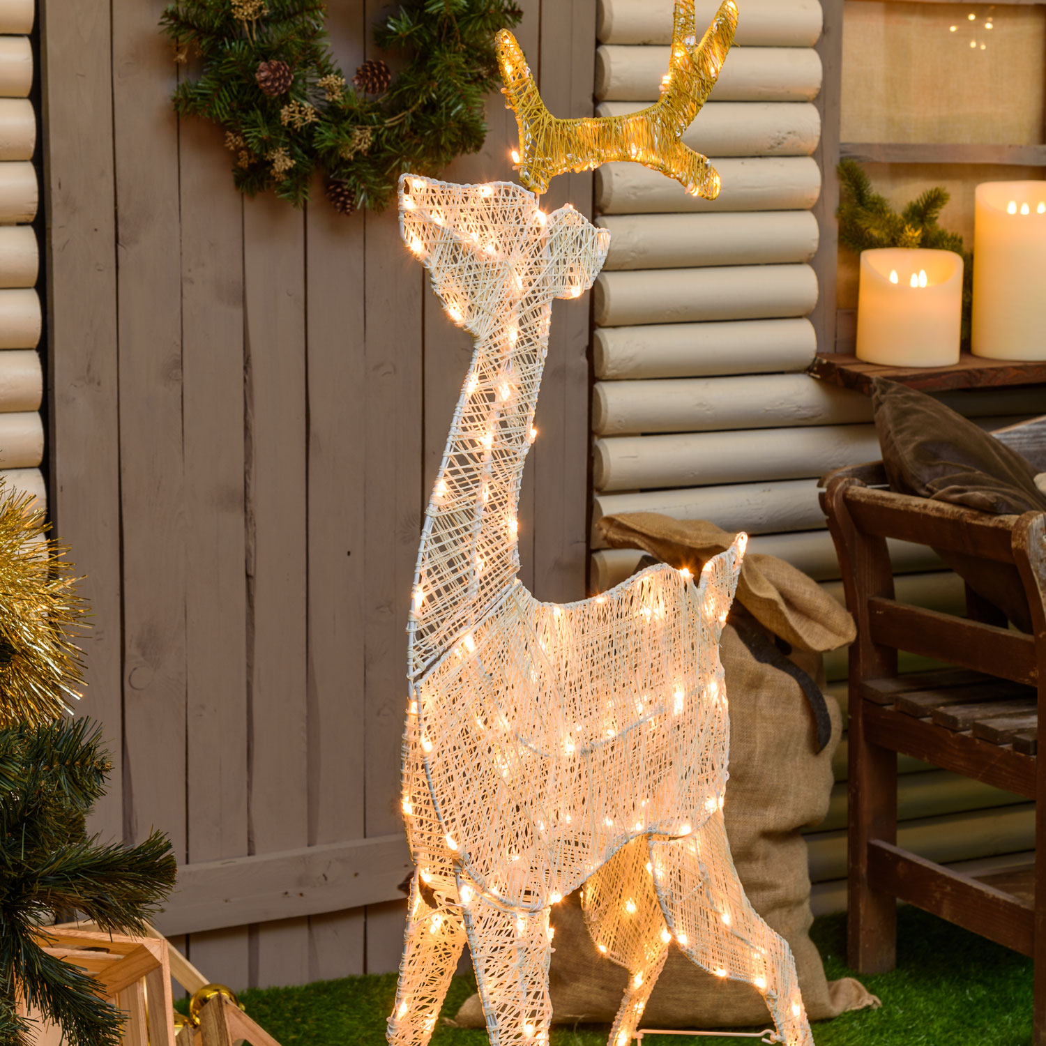 2D Light Cream & Brown Rentier H 137 cm, 170 LEDs Extra Warmweiß 8 2D Light Cream & Brown Rentier H 137 cm, 170 LEDs Extra Warmweiß 8
