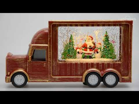 Lanterne de Noël rouge antique à piles Camion Cola avec neige paillettes 2 Lanterne de Noël rouge antique à piles Camion Cola avec neige paillettes 2