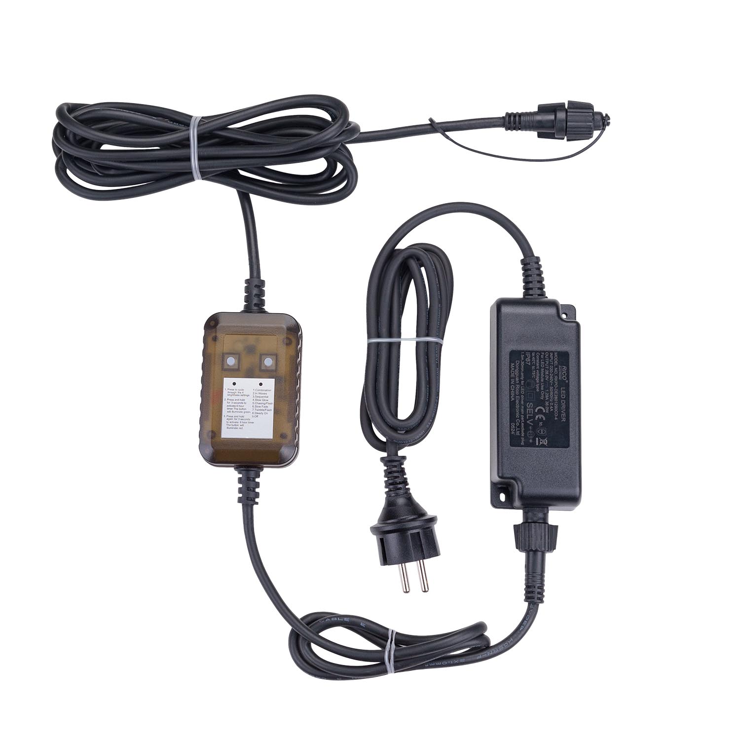 Trasformatore con Controller Connect+ fino a 2400 led, giochi di luce e luce fissa, cavo nero Trasformatore con Controller Connect+ fino a 2400 led, giochi di luce e luce fissa, cavo nero