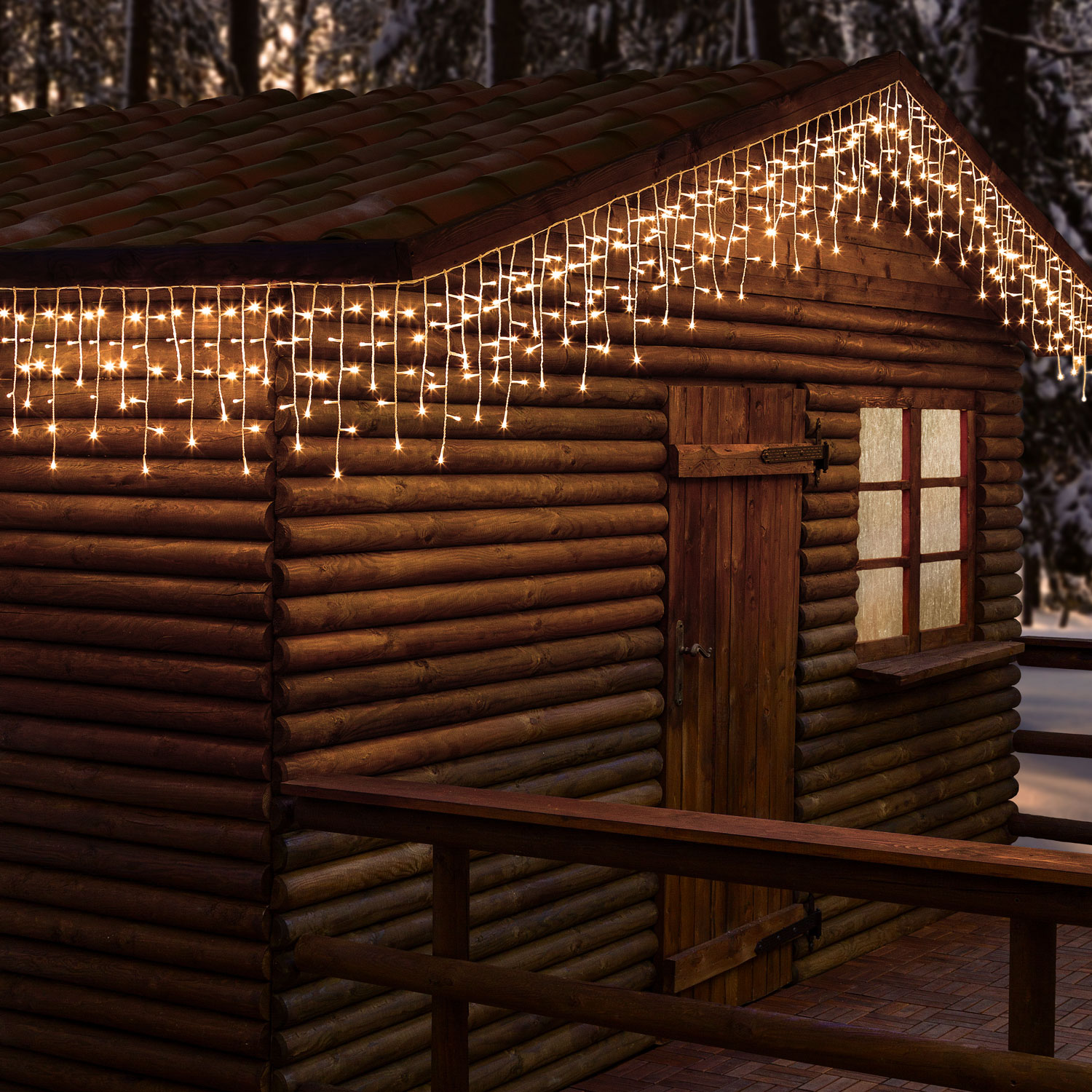 Eisregen-Lichterkette 5,4 x h 0,36 m, 360 LEDs warmweiß, weißes Kabel, erweiterbar Eisregen-Lichterkette 5,4 x h 0,36 m, 360 LEDs warmweiß, weißes Kabel, erweiterbar