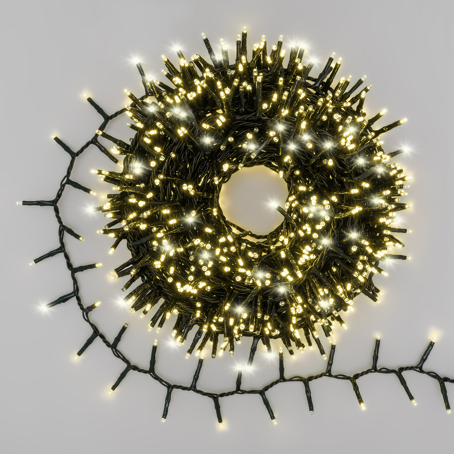 Catena Nastro di luce 20 m, 1000 miniled bianco caldo, cavo verde