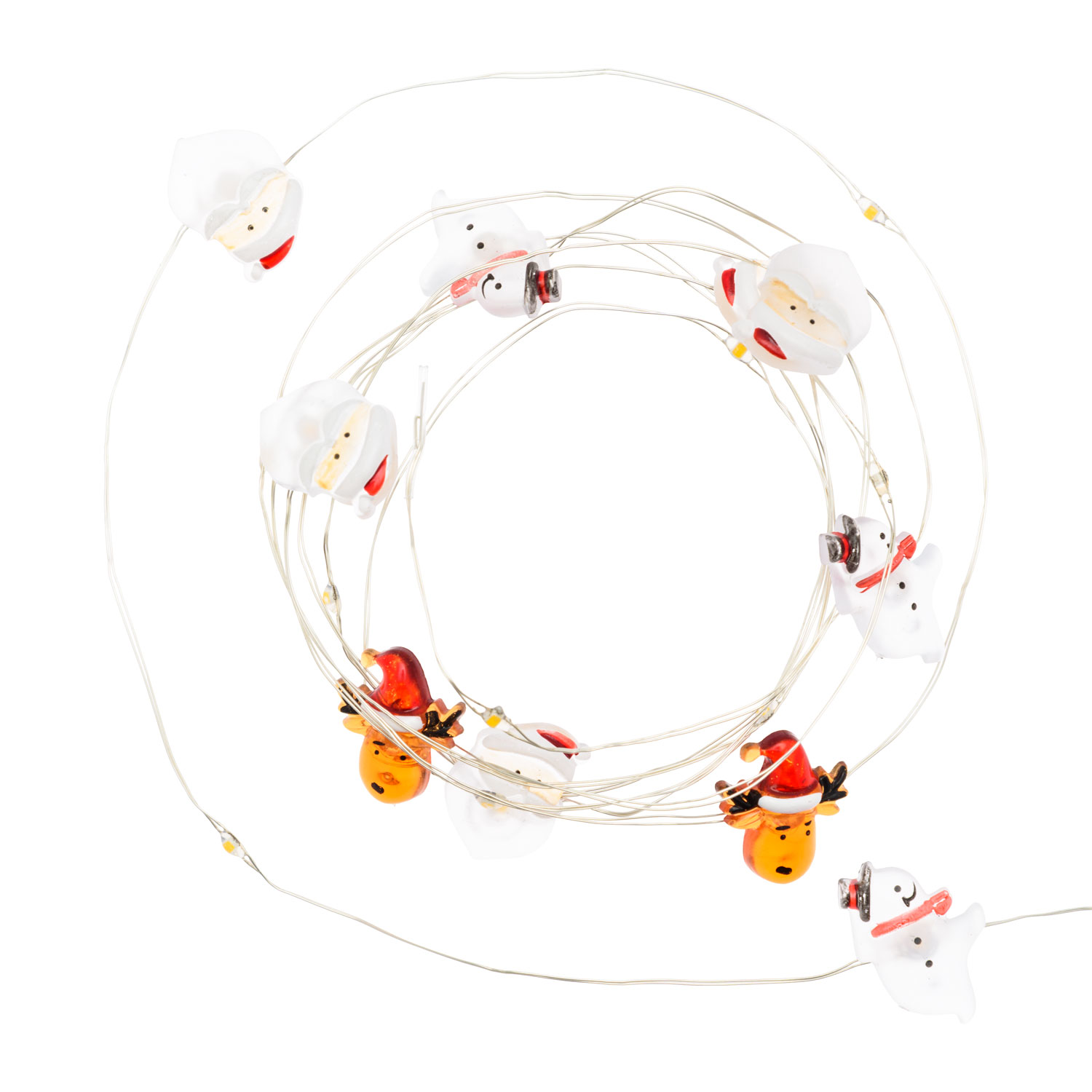 Lichterkette 1,9 m, 20 Dekorationen Weihnachtsmann, Rentier und Schneemann, wamweiße LEDs 9 Lichterkette 1,9 m, 20 Dekorationen Weihnachtsmann, Rentier und Schneemann, wamweiße LEDs 9