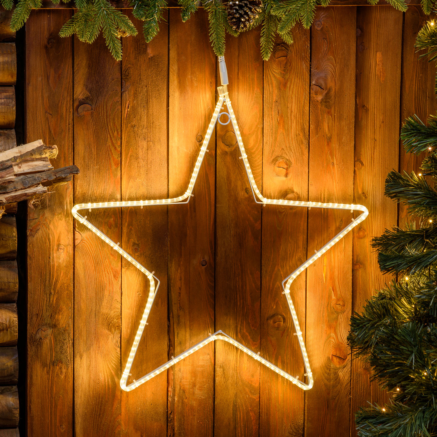 Estrella tubo ultraluminoso Ø 55 cm, led blanco cálido 8 Estrella tubo ultraluminoso Ø 55 cm, led blanco cálido 8