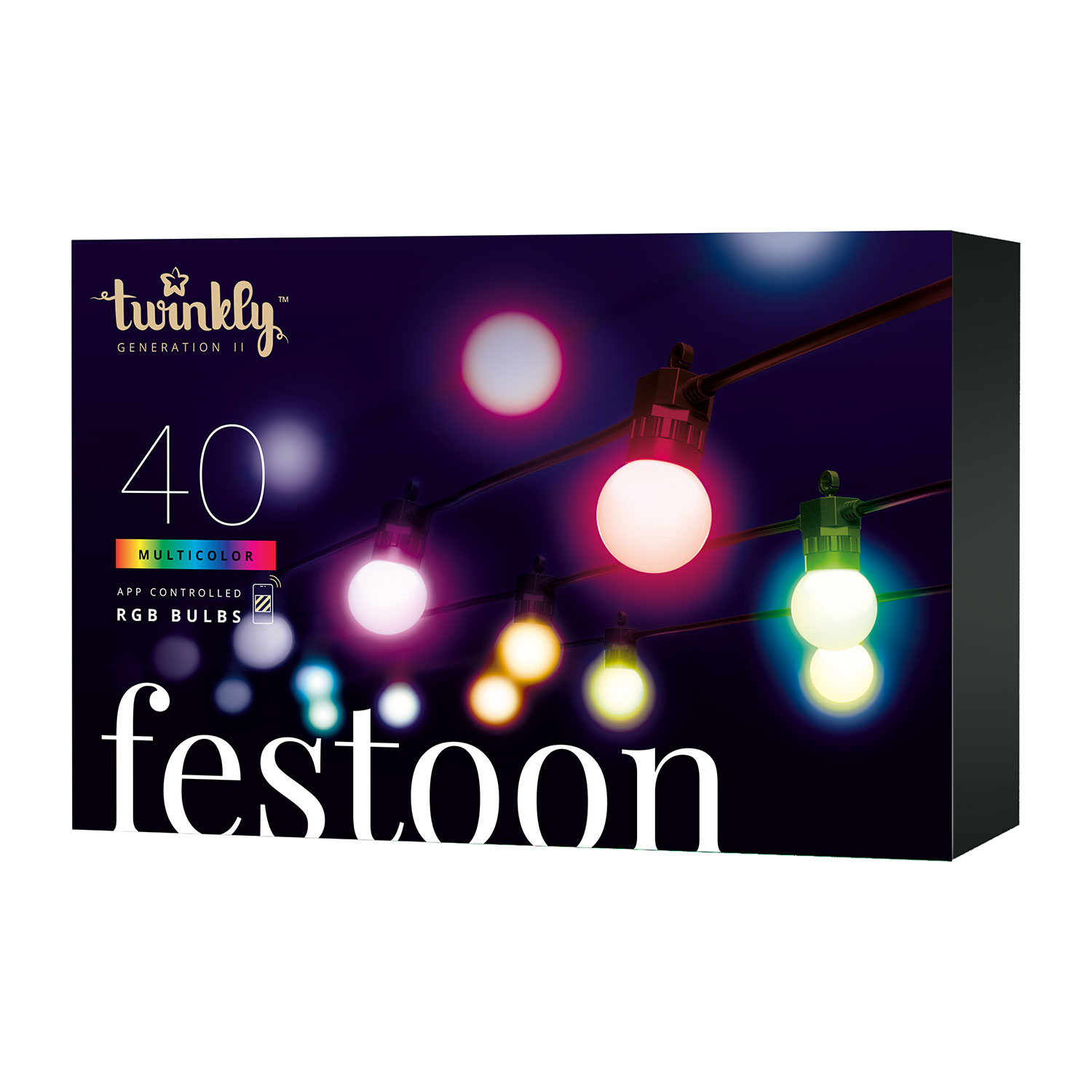 Catena Twinkly Party Light Festoon, 40 sfere RGB, 20 metri 1 Catena Twinkly Party Light Festoon, 40 sfere RGB, 20 metri 1