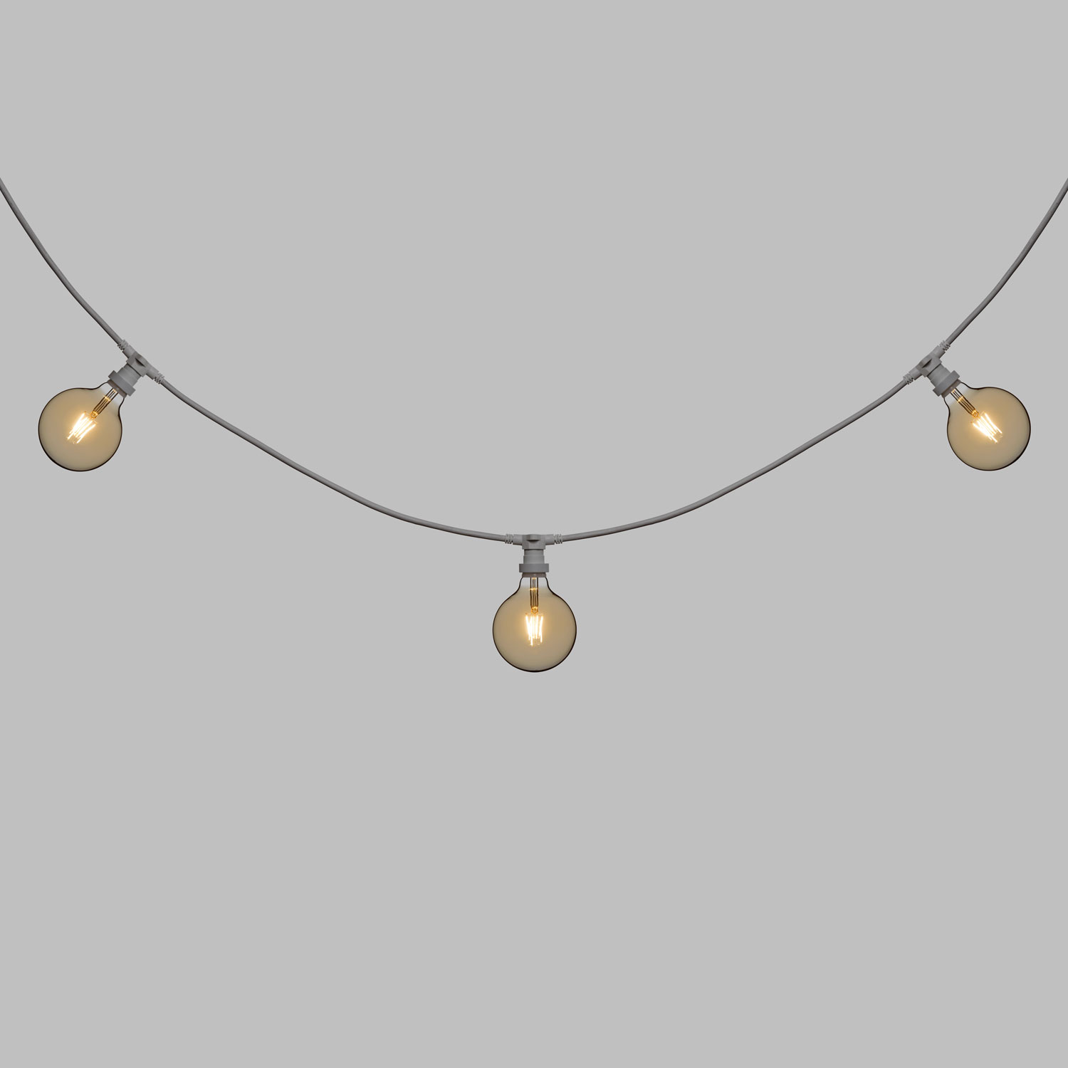 Catena 5 m, 8 lampadine led globo Ø 125 mm di 4 Watt, cavo bianco, prolungabile 2 Catena 5 m, 8 lampadine led globo Ø 125 mm di 4 Watt, cavo bianco, prolungabile 2