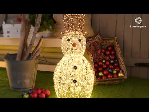 Bonhomme de Neige 3D, h. 70 cm, microled haute densité blanc chaud et froid, utilisation en intérieur 2