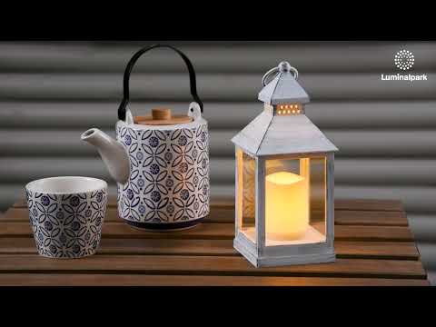 Farol Vintage con vela Led h. 24 cm 2 Farol Vintage con vela Led h. 24 cm 2