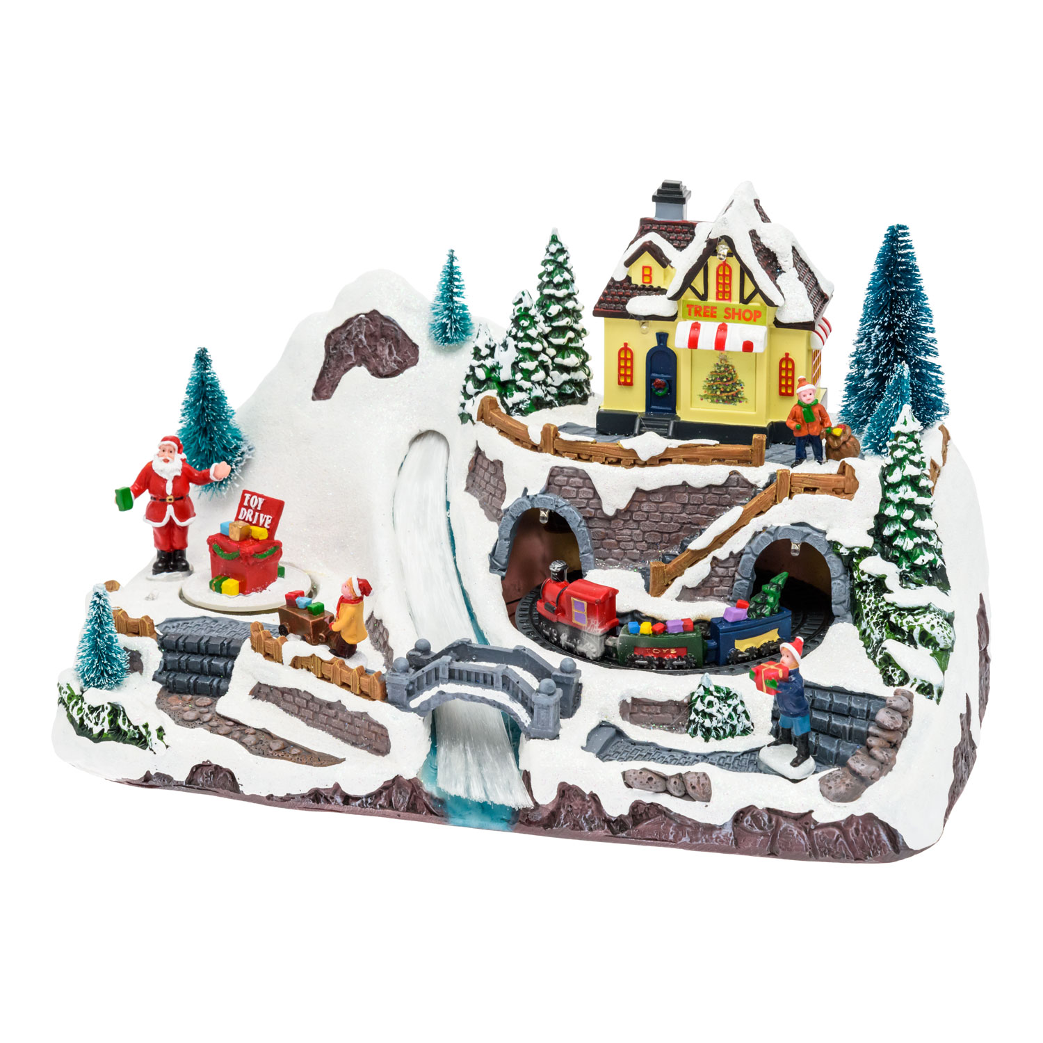 Weihnachtsdorf aus Polyresin, Spielzug, Tunnel und rotierenden Geschenken, h 19 cm, mit Weihnachtsliedern 8 Weihnachtsdorf aus Polyresin, Spielzug, Tunnel und rotierenden Geschenken, h 19 cm, mit Weihnachtsliedern 8