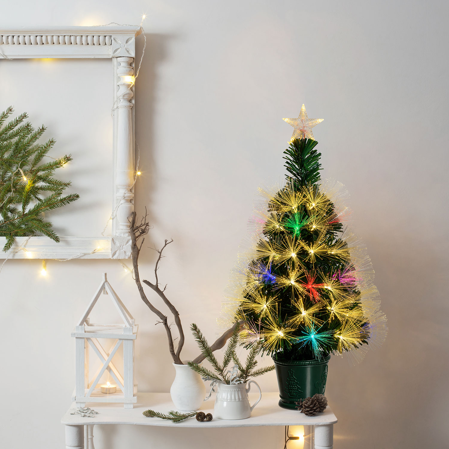 Weihnachtsbaum aus PVC mit nuancierten Glasfasern 70 cm, warmweiß und bunt 4 Weihnachtsbaum aus PVC mit nuancierten Glasfasern 70 cm, warmweiß und bunt 4