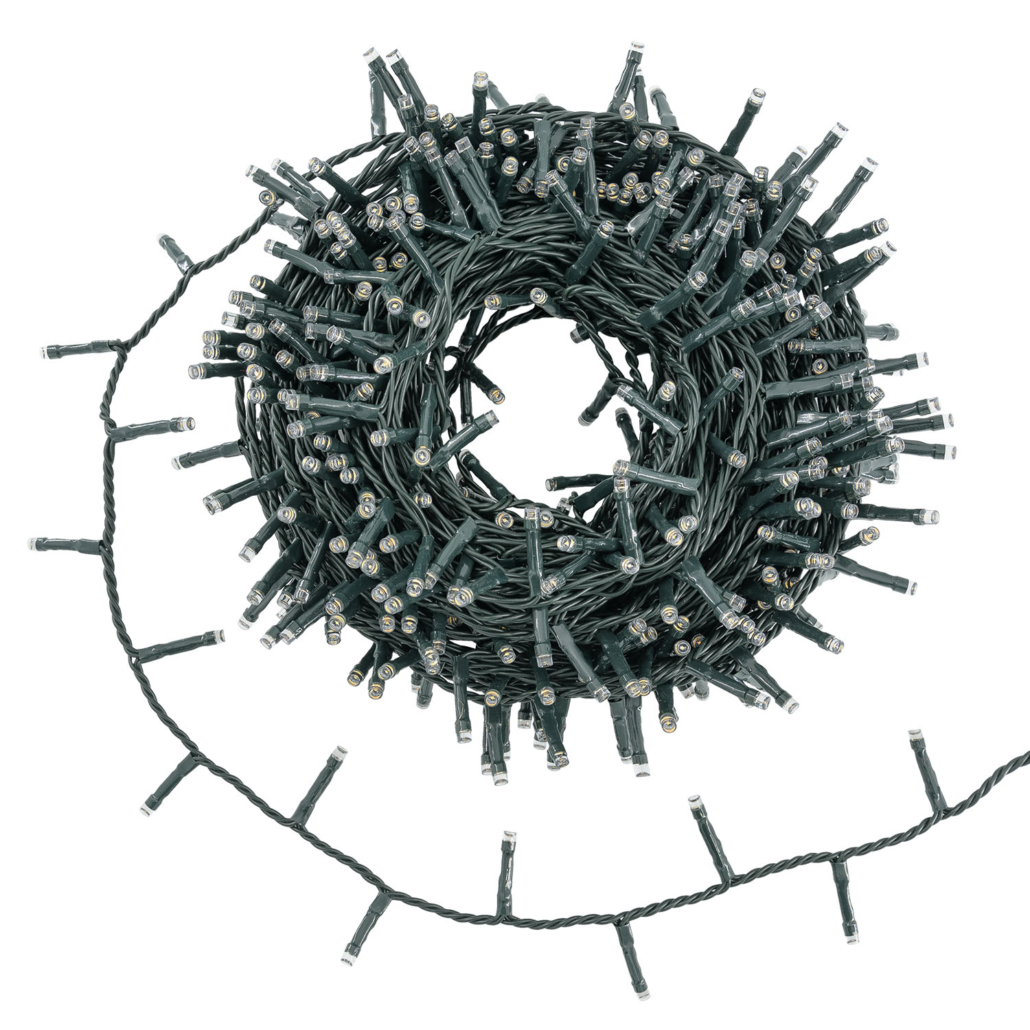 Guirnalda 24,5 m, 600 led Multi blanco cálido, cable verde 5