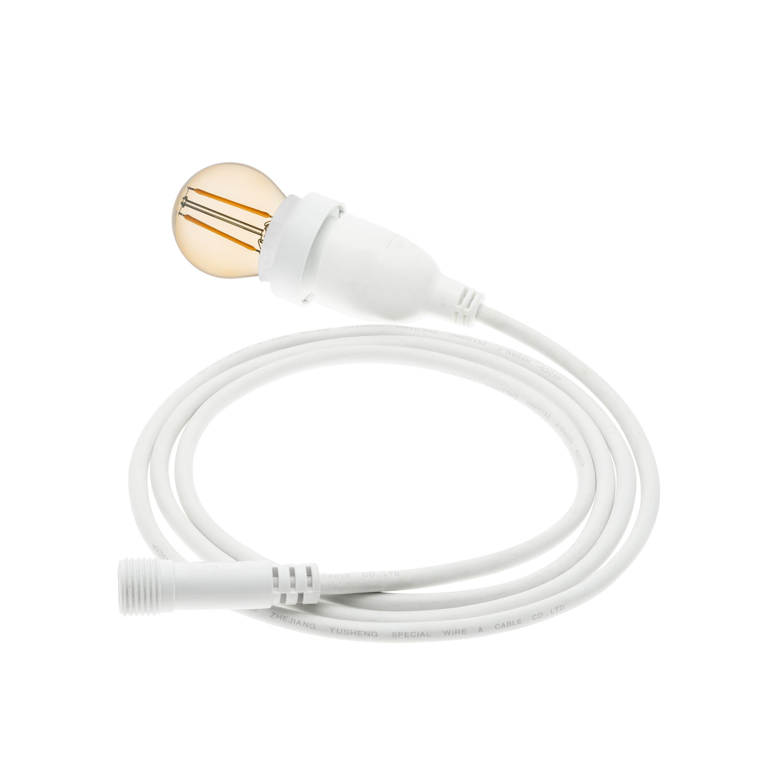 Hängende LED-Globo Birne 2 Watt Ø 45 mm, weißes Kabel 2 m Hängende LED-Globo Birne 2 Watt Ø 45 mm, weißes Kabel 2 m