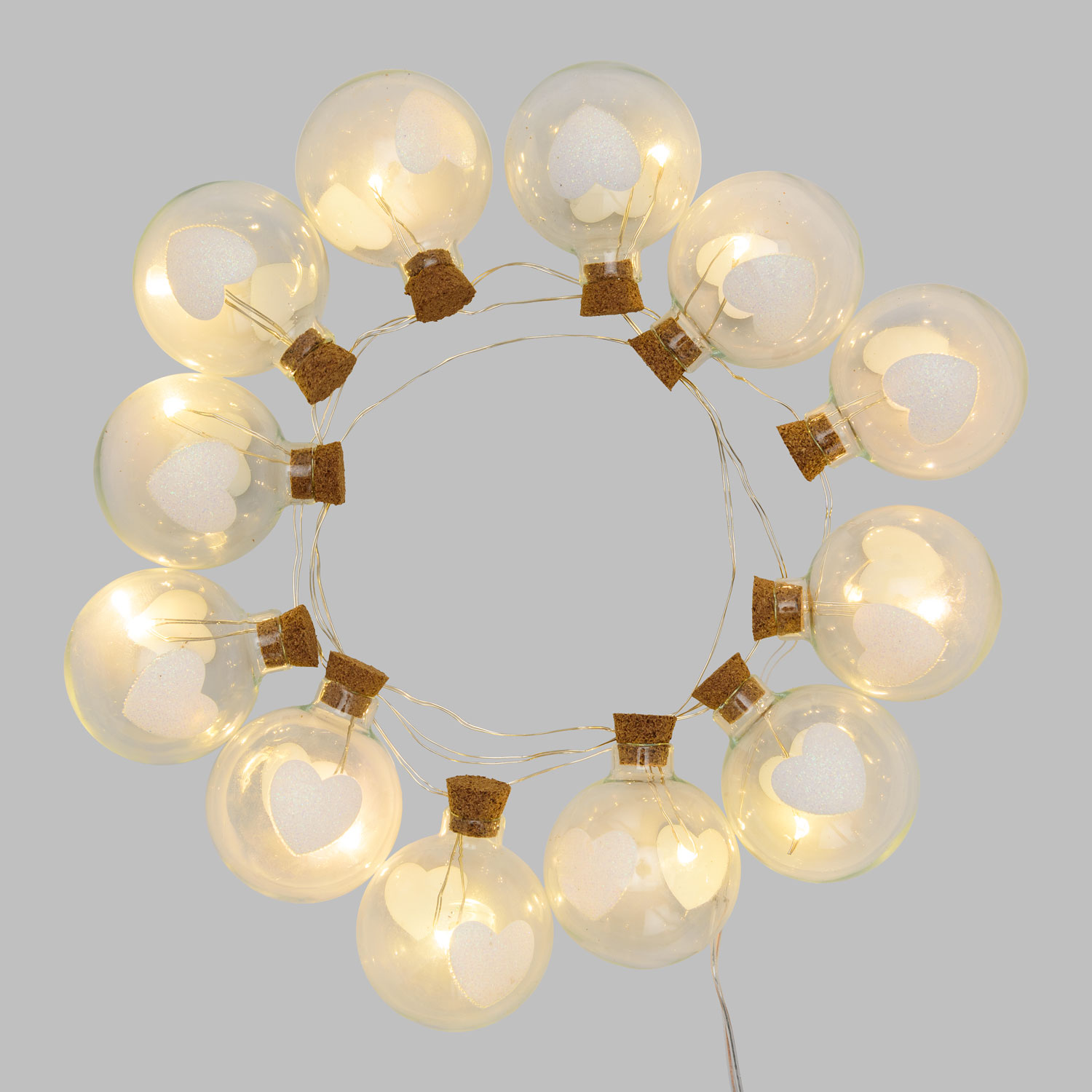 1,2m, 12 Glass Spheres with Hearts Battery String Lights, Ø 40mm, Warm WhiteLEDs 5 1,2m, 12 Glass Spheres with Hearts Battery String Lights, Ø 40mm, Warm WhiteLEDs 5