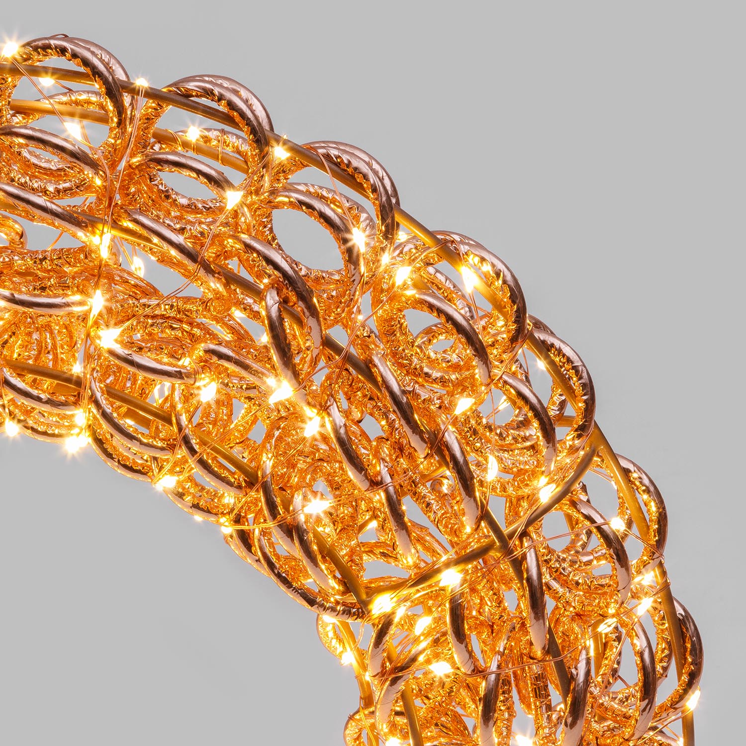 Corona in metallo 3D Rose Gold, filo a spirale, ∅40 cm, 400 microled bianco caldo 4