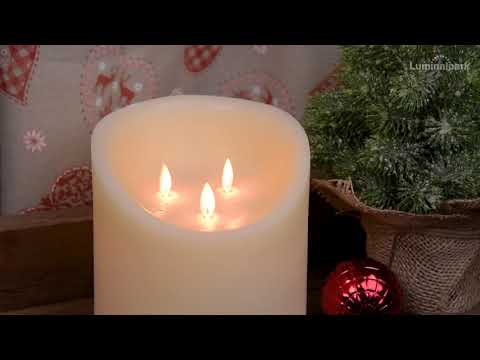 Ivory rough wax Candle, 3 flames, h 15 cm 2 Ivory rough wax Candle, 3 flames, h 15 cm 2