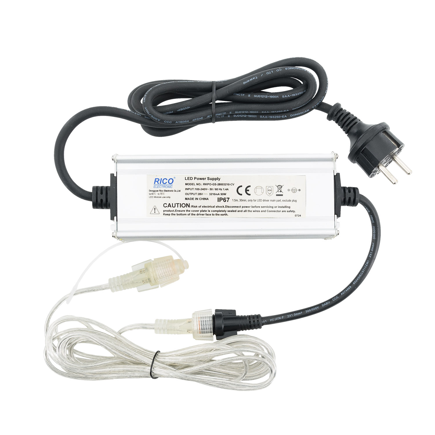 Transformateur Connect+ jusqu'à 6000 led, 90 Watt, flashing, câble transparent