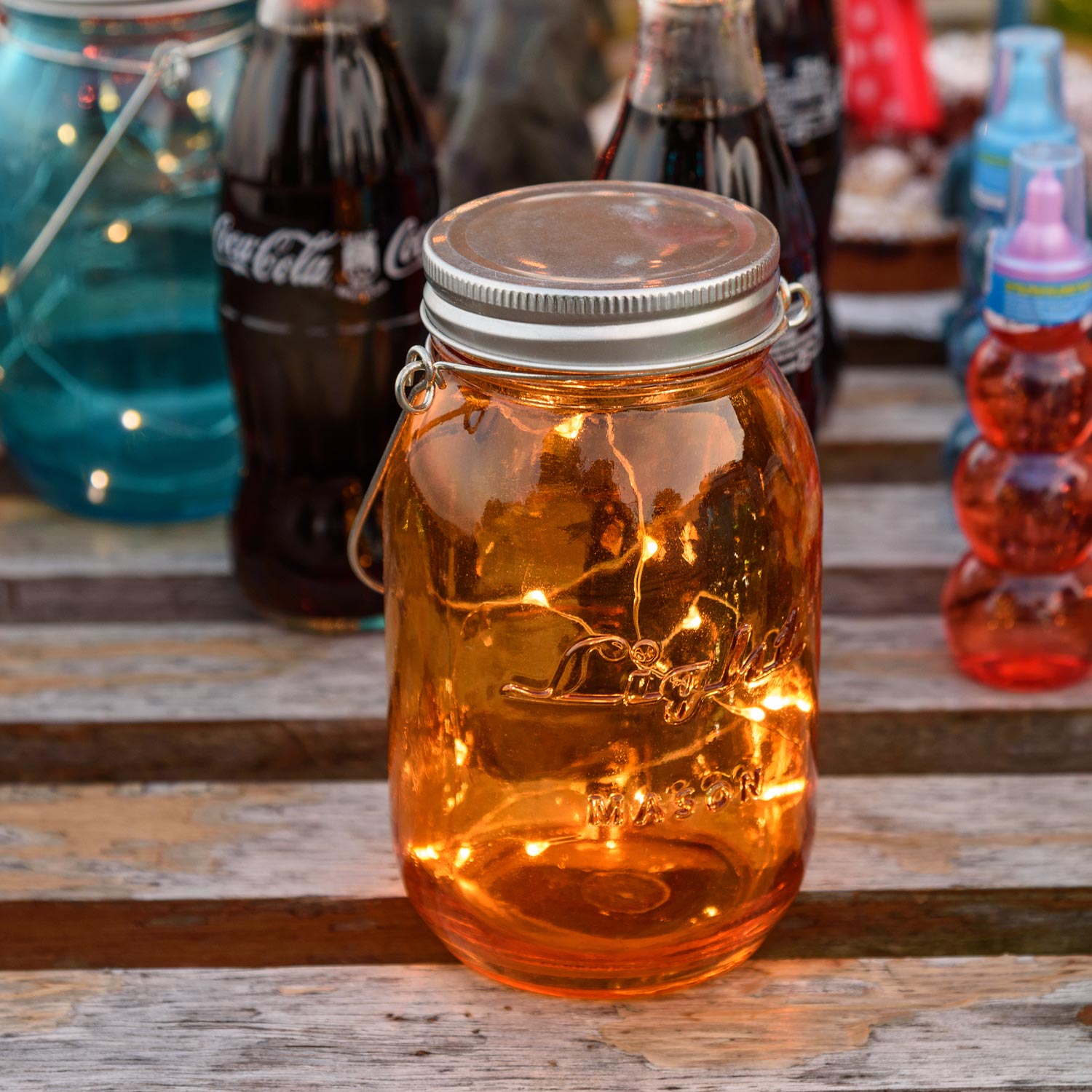 Orangenes Einweckglas mit Micro LEDs warmweiß 7 Orangenes Einweckglas mit Micro LEDs warmweiß 7