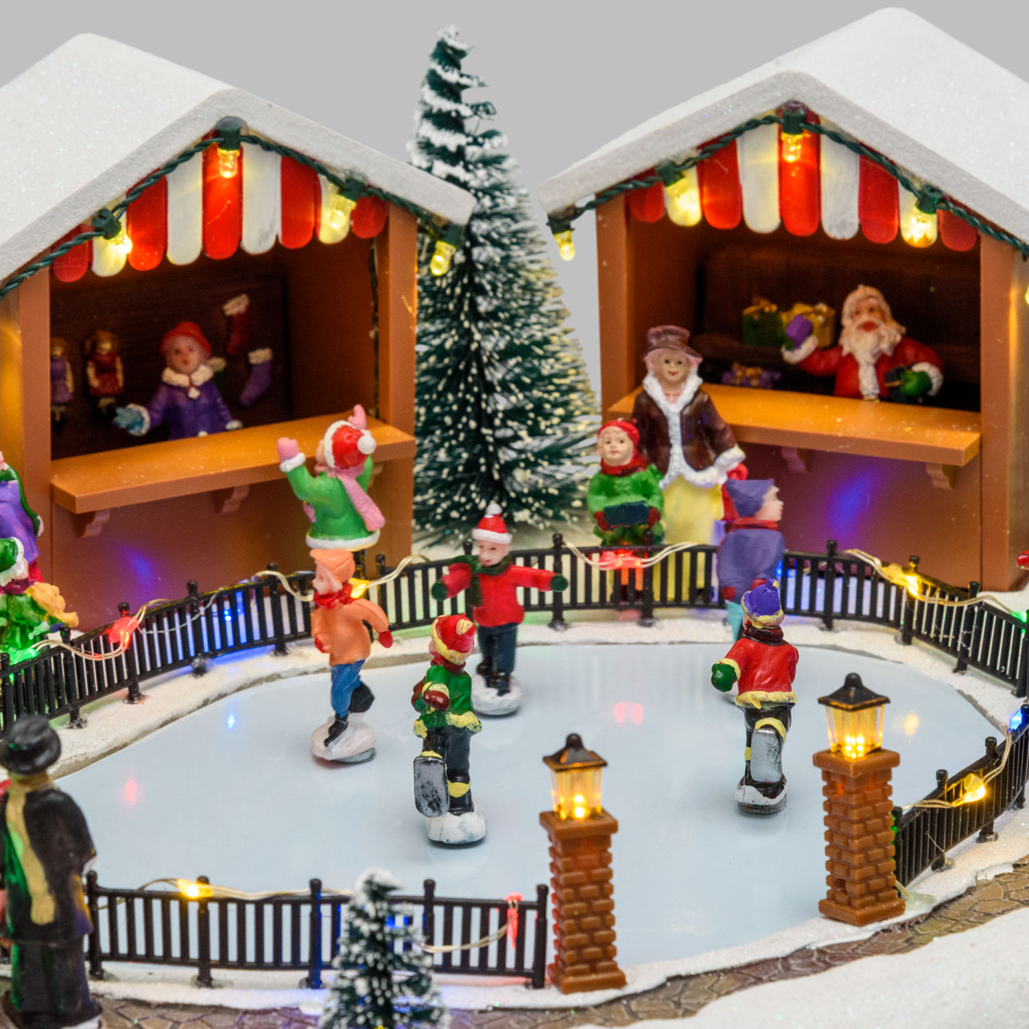 Pueblo Navidad de poliresina, Lago Helado con Patinadores en Movimiento, h 15 cm 3 Pueblo Navidad de poliresina, Lago Helado con Patinadores en Movimiento, h 15 cm 3